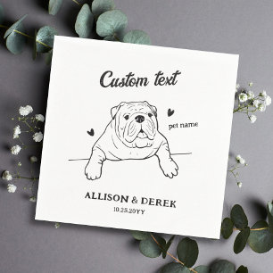 Personalised Text I Do Too Dog Bulldog Wedding Napkin