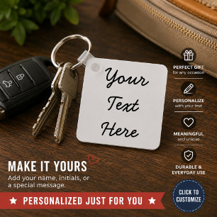 Personalised Text Minimal Black Script Name Design Key Ring