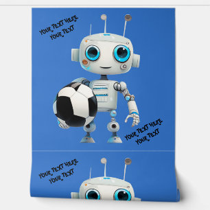 Personalised Text Name Robot Cyborg Soccer Sports Wallpaper