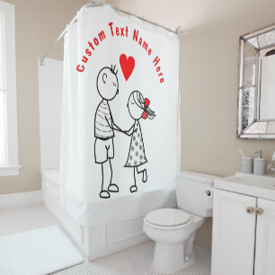 Personalised Text Name Shower Curtain Couple Love
