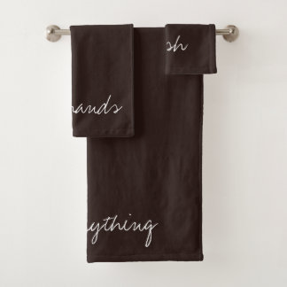 Personalised Text on Dark Chocolate Bath Towel Set
