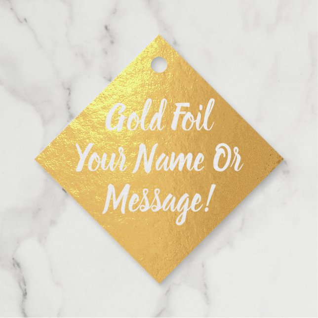 Personalised Text On Gold Foil Tag (Front)
