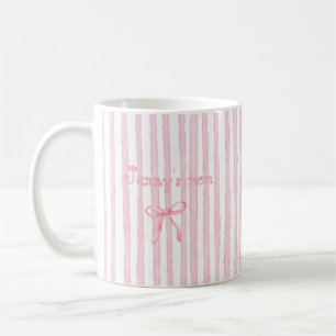 Personalised Text Photo Pink Stripes Coquette Coffee Mug