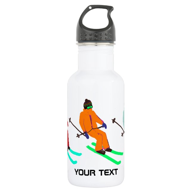  Personalised Text Ski Opening Skier   532 Ml Water Bottle (Front)