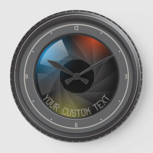 Personalised TEXT SLR Camera Zoom Photography Lens Large Clock