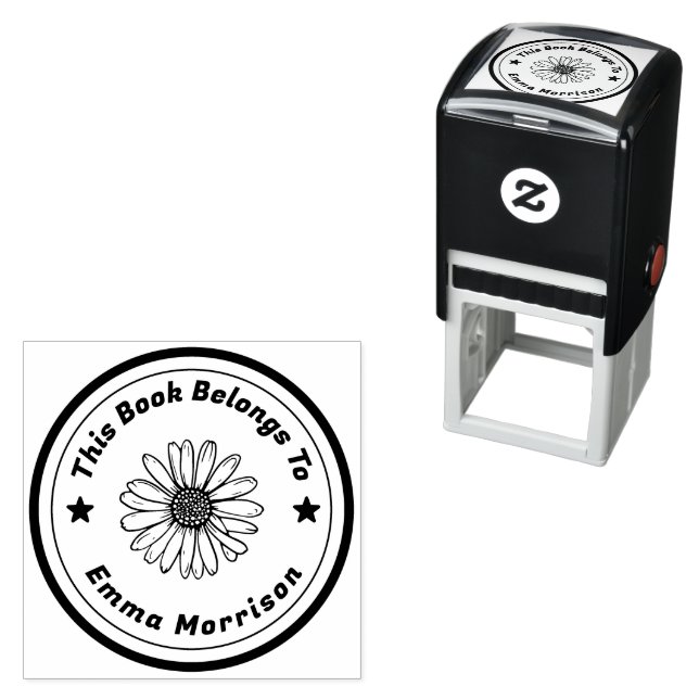 Personalised Text Sunflower  Self-inking Stamp (In Situ)