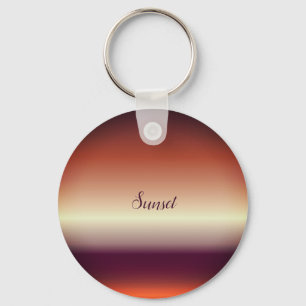 Personalised Text Sunset Purple Button Keychain