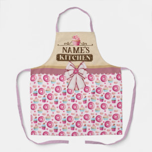 Personalised Text, Watercolor Cupcake and doughnut Apron