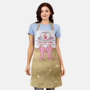 Personalised Text, Watercolor Heart and Cupcake Apron