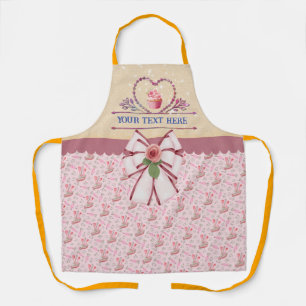 Personalised Text, Watercolor Heart and Cupcake Apron
