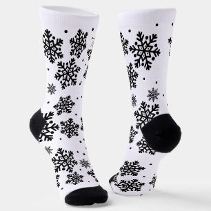 Personalised Text White & black Snowflake pattern  Socks