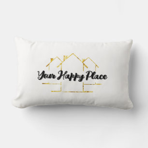 Personalised Text ''Your Happy Place''   Lumbar Cushion