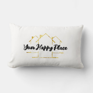 Personalised Text ''Your Happy Place''   Lumbar Cushion