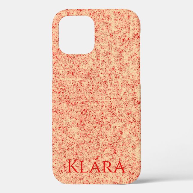Personalised Textured Beige and Red Speckled Case-Mate iPhone Case (Back)