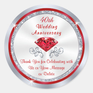 Personalised Thank You 40th Anniversary Stickers