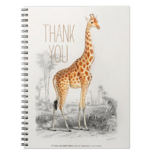 Personalised Thank You Animal Giraffe Fleece Blank Notebook