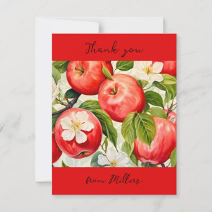 personalised Thank you Apple print farmers red  Card