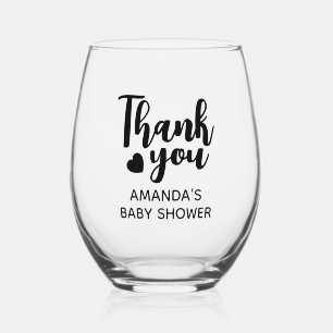 Personalised Thank You Baby Shower Party Favours Stemless Wine Glass