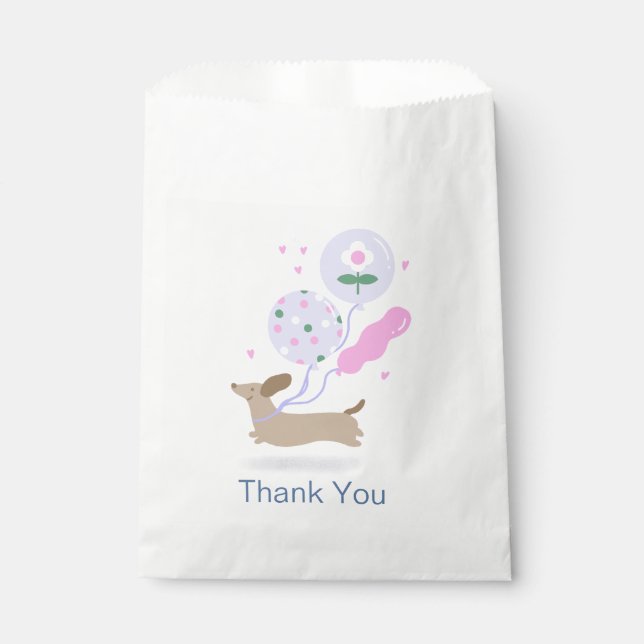 Personalised Thank You Birthday Dachshund Party  Favour Bag (Front)