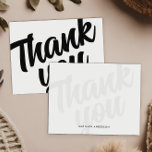 Personalised Thank You Black & White Bold Script Card<br><div class="desc">These modern and stylish personalised thank you note cards convey your gratitude with a touch of elegance and sophistication. These cards are perfect for expressing your appreciation on any occasion, from weddings and birthdays to professional events and everyday gestures of thanks. The front of each card features a bold and...</div>