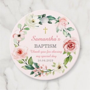 Personalised Thank You Card Baptism Girl Favour Tags