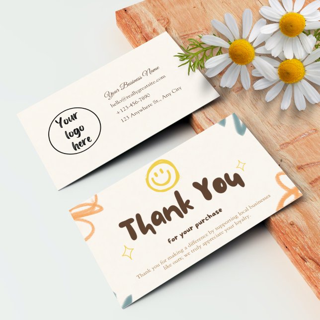 Personalised Thank You Card Business Pastel (Personalized Business Thank You Card Messages Doodle)