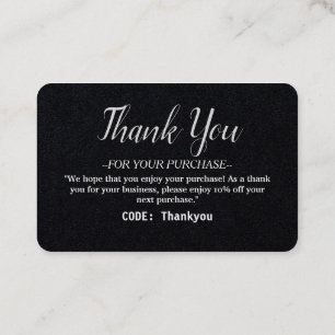 Personalised Thank you card for Order with code