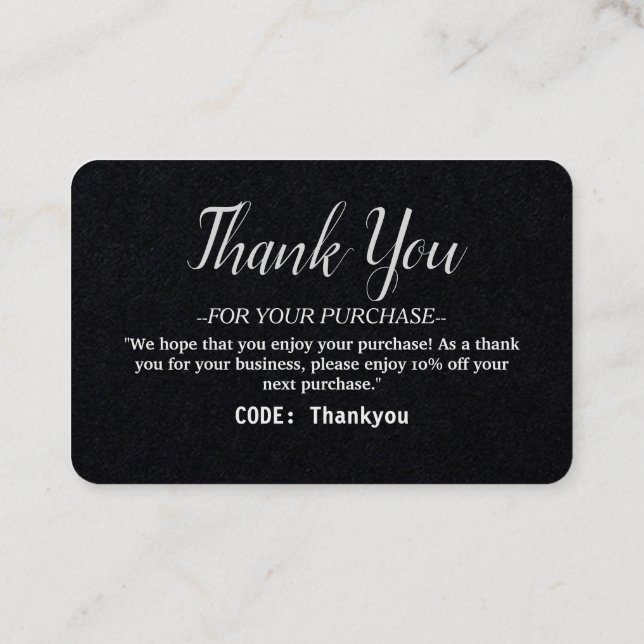 Personalised Thank you card for Order with code (Back)