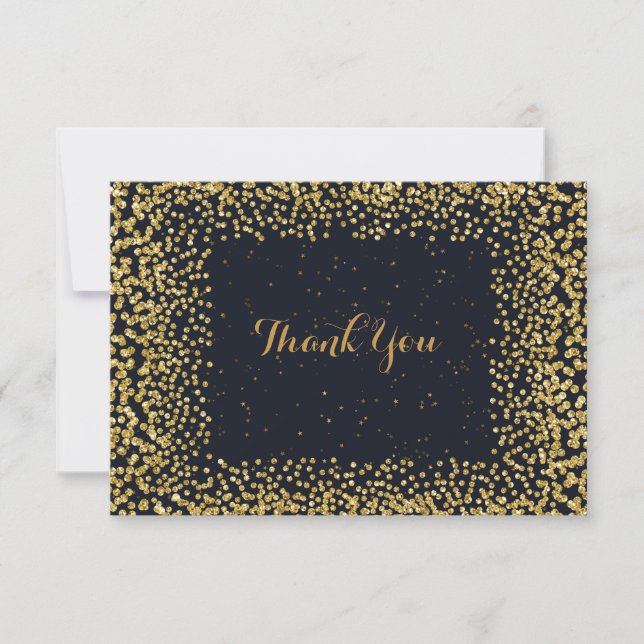 Personalised Thank You Cart Black Gold Confetti (Front)