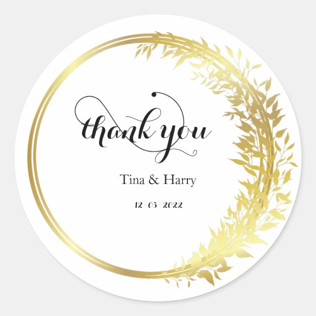 Personalised Thank you  classic round sticker (Front)