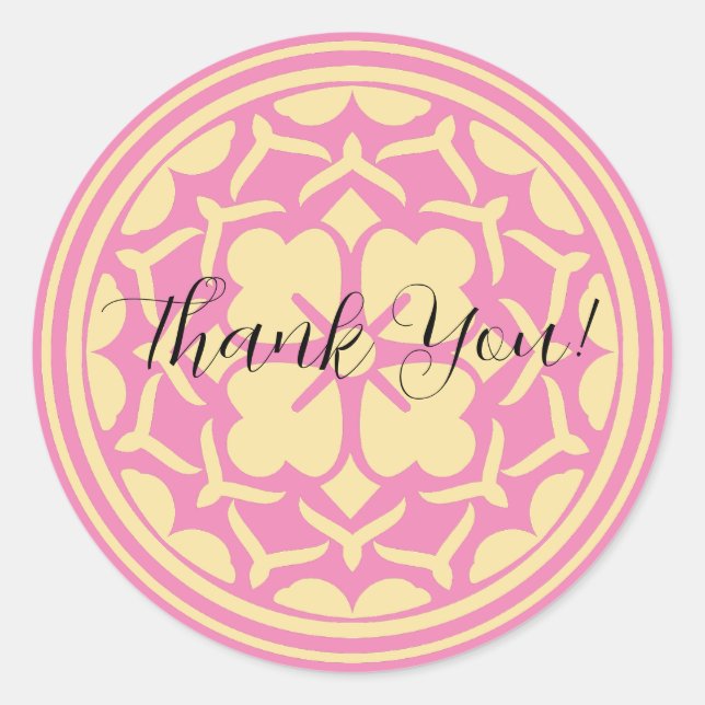 Personalised Thank You Clover Classic Round Sticker (Front)