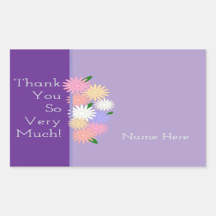 Personalised Thank You Coloured Daisy Flower Purpl Rectangular Sticker