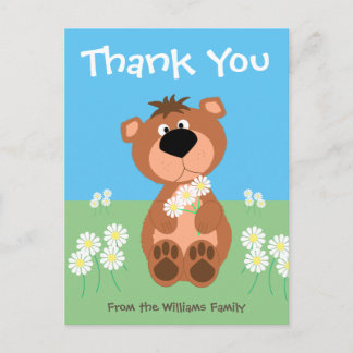 Personalised Thank You Cute Funny Bear Postcard