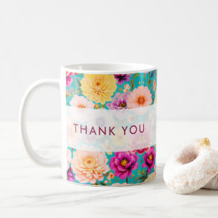 Personalised Thank You Floral Keepsake Coffee Mug