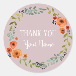 Personalised Thank You Flower Wreath sticker