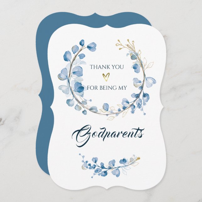 Personalised  THANK YOU for being my Godparents  Invitation (Front/Back)