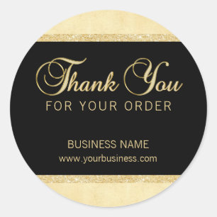 Personalised Thank You For Your Order Gold Black Classic Round Sticker