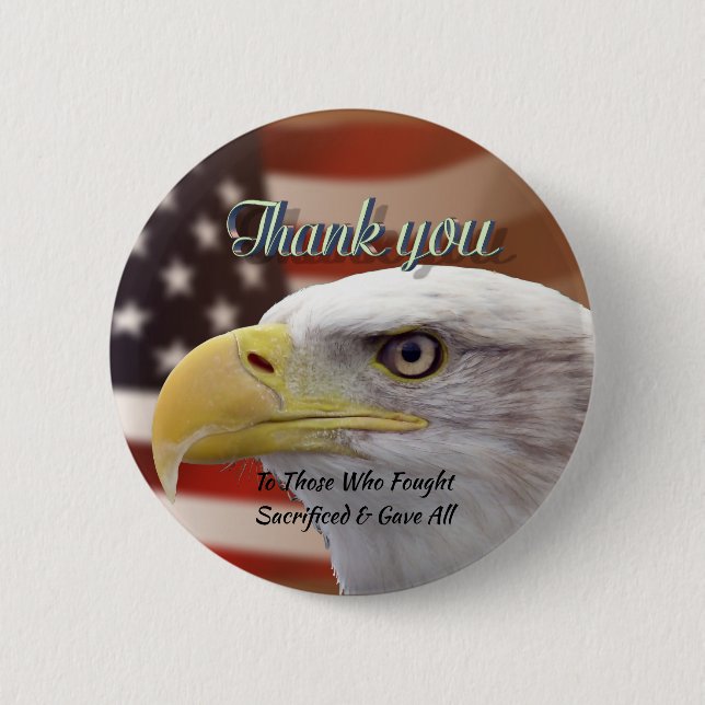 Personalised Thank You For Your Service Pin Button (Front)