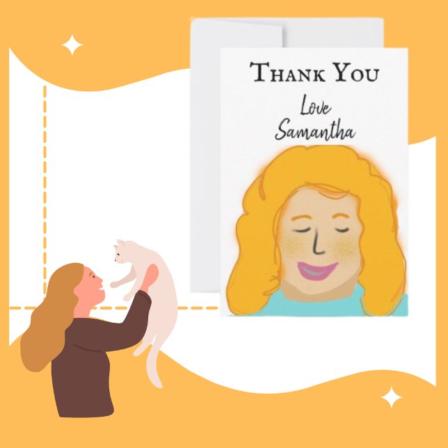 Personalised Thank You Girl's Red Portrait Name (Creator Uploaded)