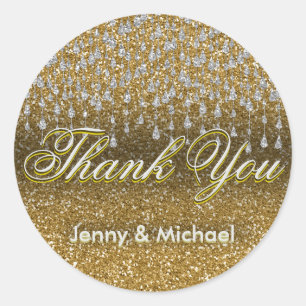Personalised Thank You Gold and Silver Classic Round Sticker