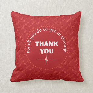 Personalised THANK YOU Health Heroes RED Cushion