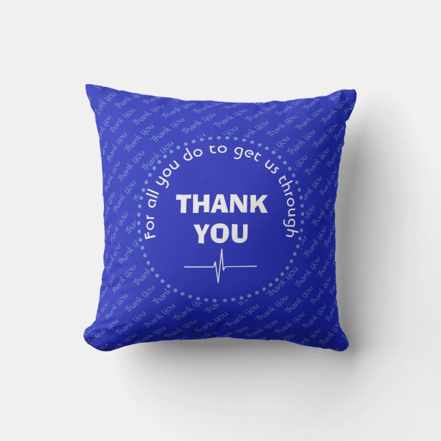 Personalised THANK YOU Health Heroes Royal Blue Cushion (Front)