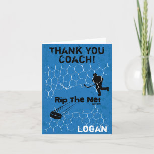 Personalised Thank You Hockey Coach Rip the Net Card
