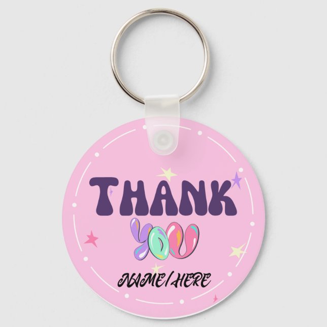 Personalised Thank You Keychain - Custom Name Gift (Front)