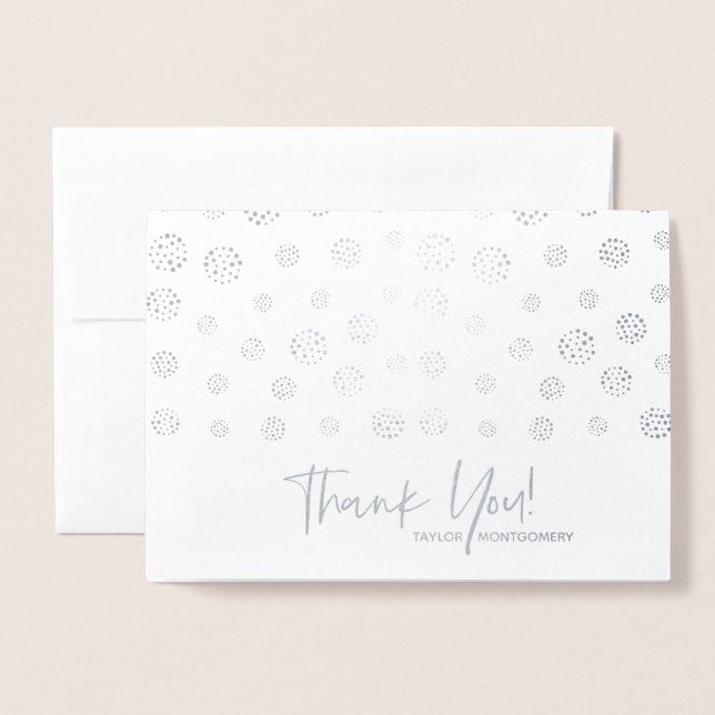 Personalised Thank You Note Silver Foil Card (Front With Envelope)
