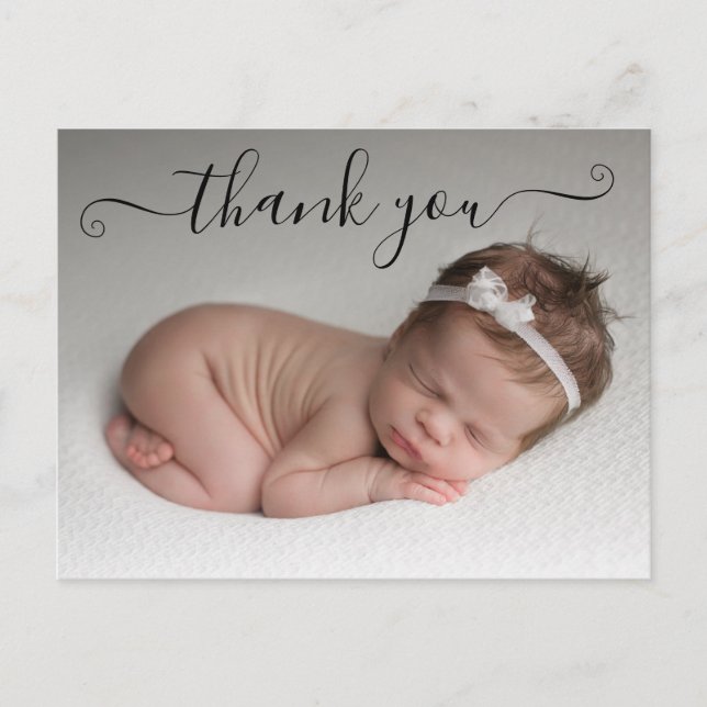 Personalised Thank You Photo Birth Announcement Postcard (Front)