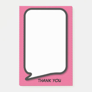 Personalised Thank You Pink Fun Speech Bubble Post-it Notes