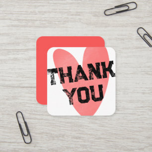Personalised Thank You Red Heart Street Style Square Business Card