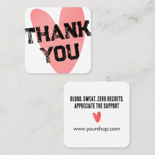 Personalised Thank You Red Heart Street Style Square Business Card