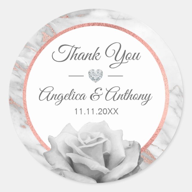 Personalised Thank You Rose Gold Wedding Seals (Front)